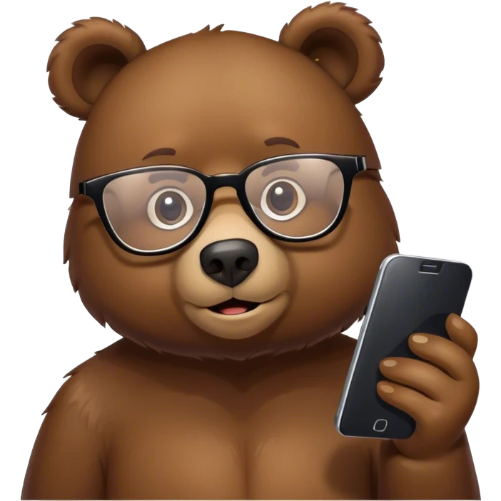 A bear with a smartphone and wearing glasses  emoji