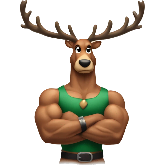 Reindeer muscular showing off biceps arms crossed masculine fierce torso "Team Donner" Tattoo emoji