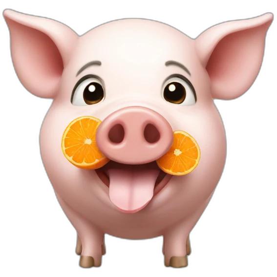 Cochon qui mange une mandarine emoji