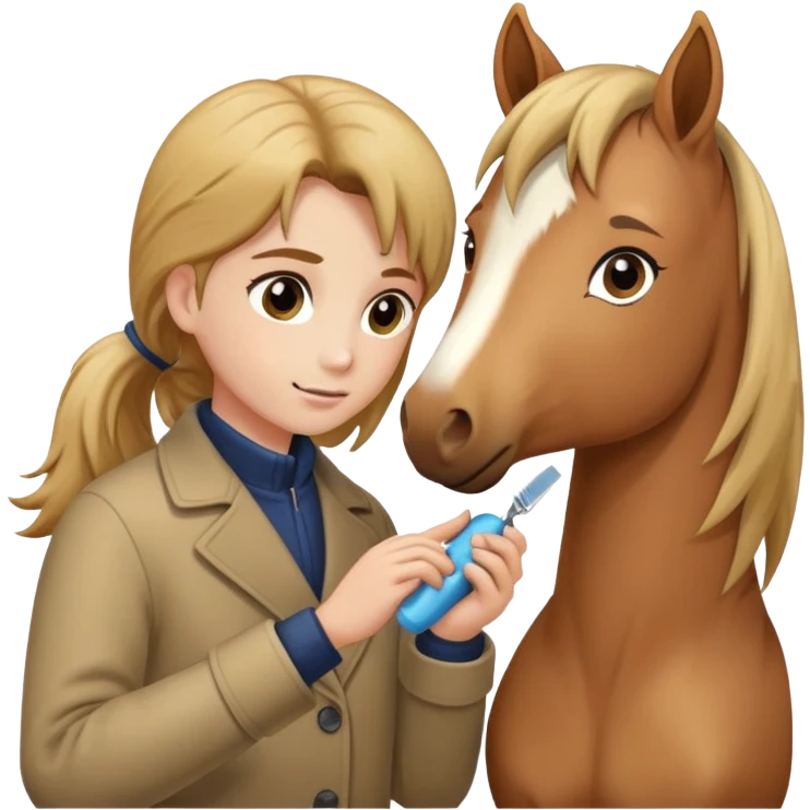 person grooming a pony emoji