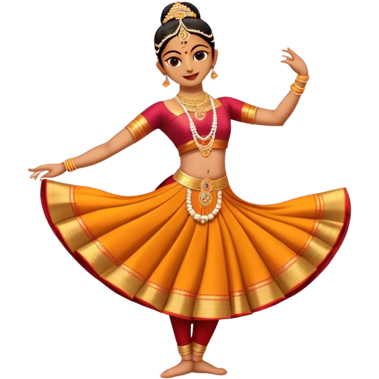 cinematic-realistic-bharatanatyam-dance-emoji,-depicted-as-an-elegant-classical-indian-dance-performance-with-graceful-poses,-intricate-costumes,-and-expressive-hand-gestures,-rendered-with-rich-textures-and-warm-dramatic-lighting, single dancer emoji