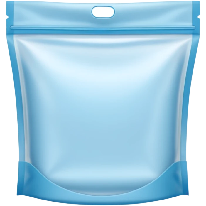 empty freezer bag, transparent, resealable, air inside, zipper seal, soft folds, light blue or clear, frosted, no food, label, or branding, soft lighting, emoji scale emoji