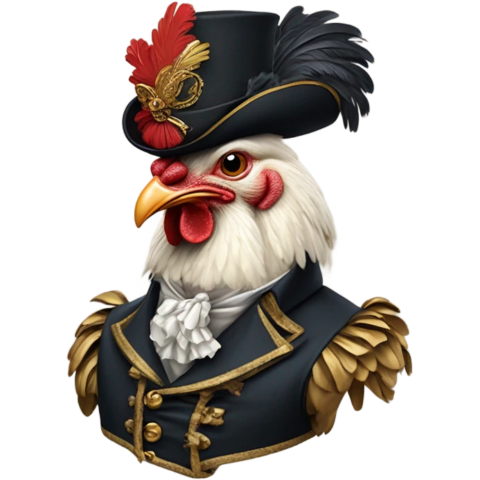 Chicken dressed for party at versailles in Napoleonic times emoji