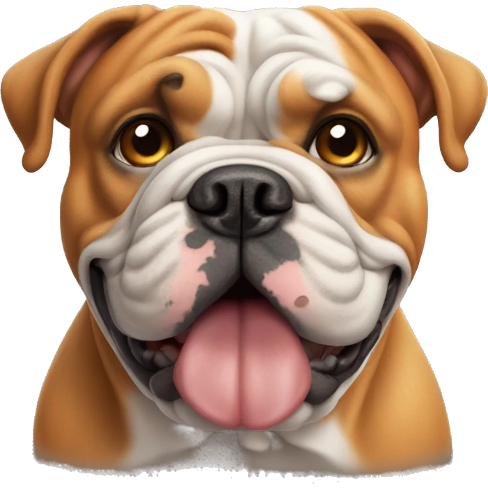 Orange English bulldog with aged face emoji