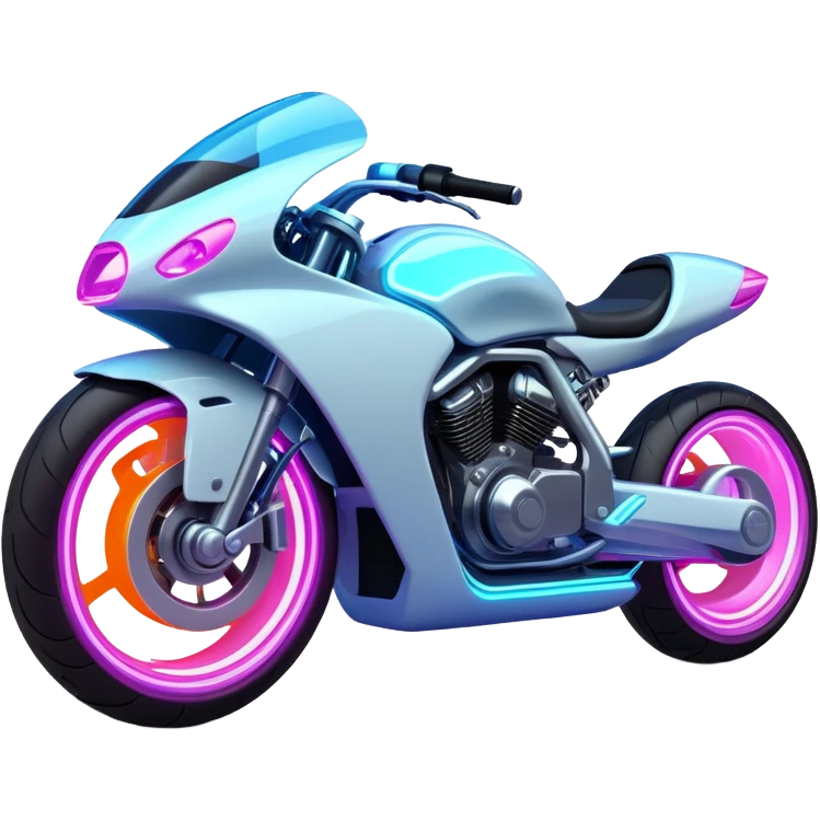 Neon-lit motorcycle with transparent wheels emoji