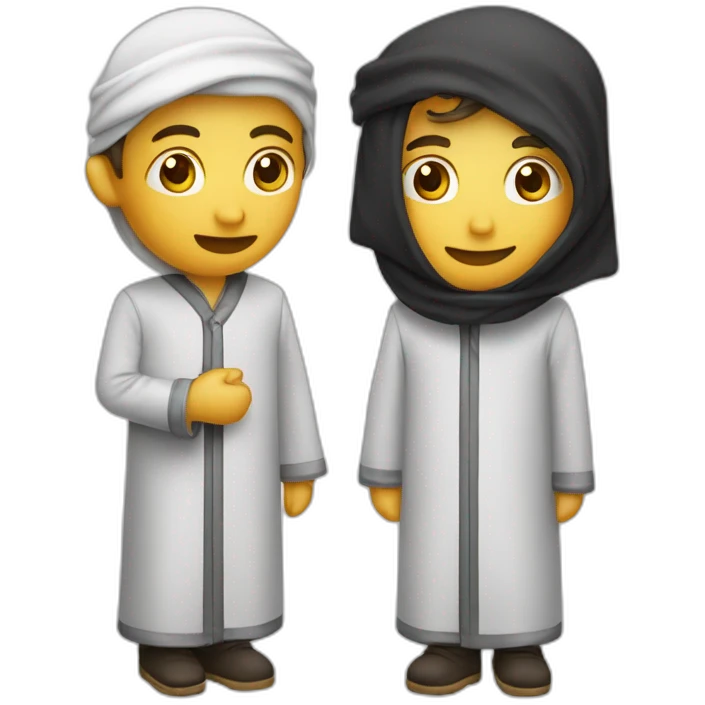 Homme en Qamis avec un panneau avec un cœur emoji