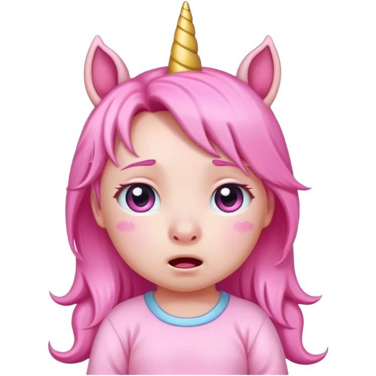 Cute crying anime pink baby unicorn 
 emoji