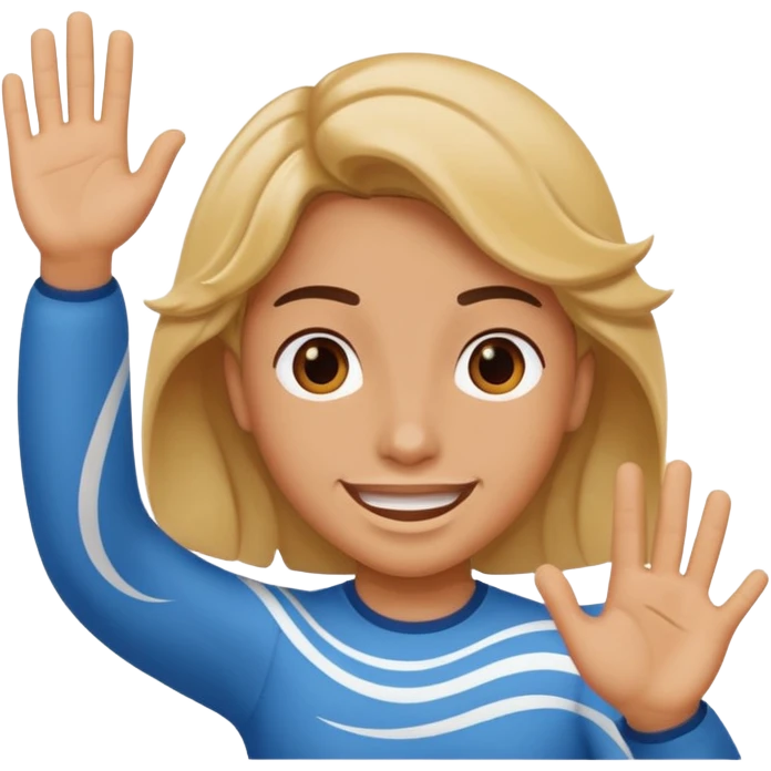 awkward smile with a wave emoji