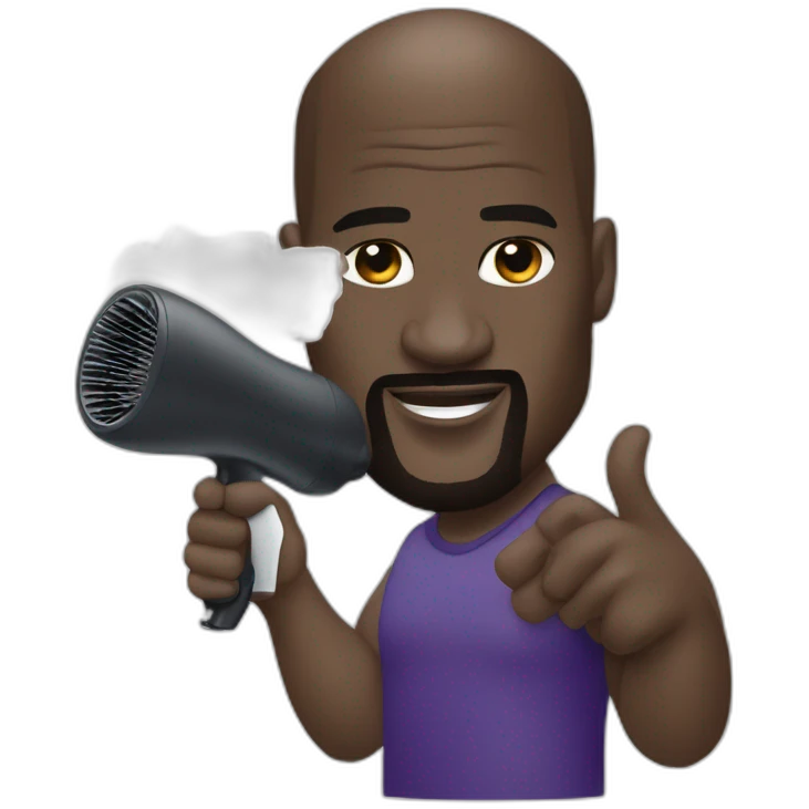 Shaquille o’neal with hairdryer emoji