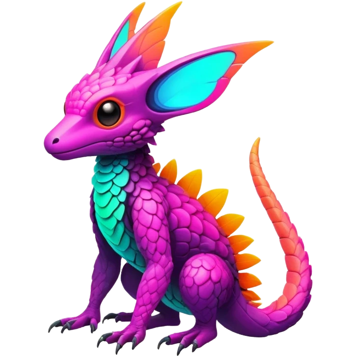 Tropical futuristic lush warm-colored neon-colored Fakémon-Trico-creature emoji