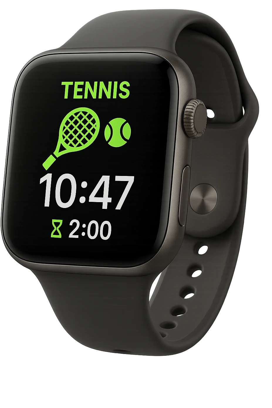smartwatch con modalità attiva di tennis che segna 2 ore di tennis, REALISTICA 4K emoji