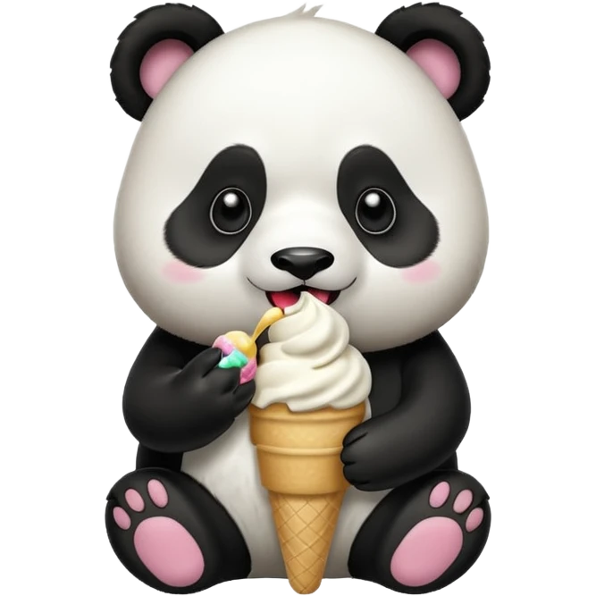Panda eating ice cream emoji
