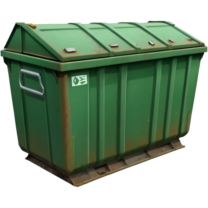 a green closed dumpster, No trash, BOTH THE LIDS CLOSED emoji