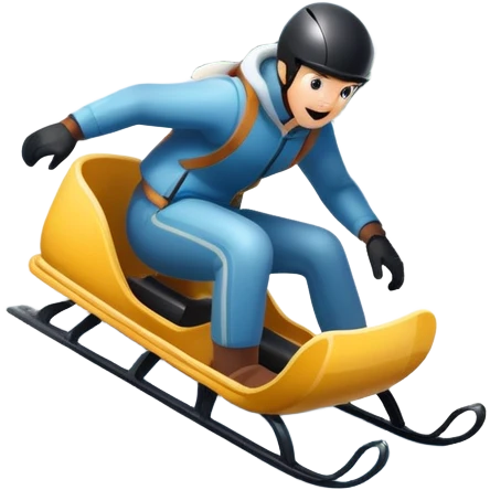An icon featuring a sleek sled speeding down a snowy hill, with a snowy landscape and pine trees in the background. The motion lines and slight snow spray emphasize the thrill of the ride. Transparent background highlights the excitement and fun of sledding. emoji