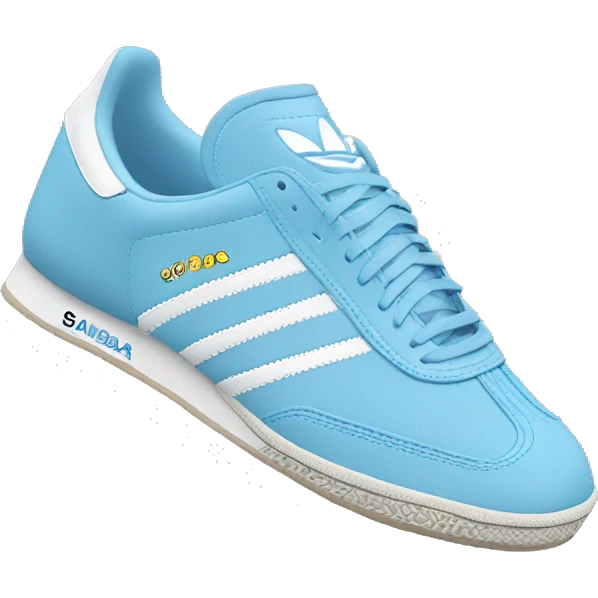Pair of light blue adidas sambas emoji