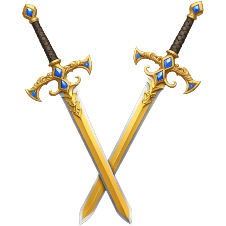 Two Golden royal swords with gold blades and gold handel emoji