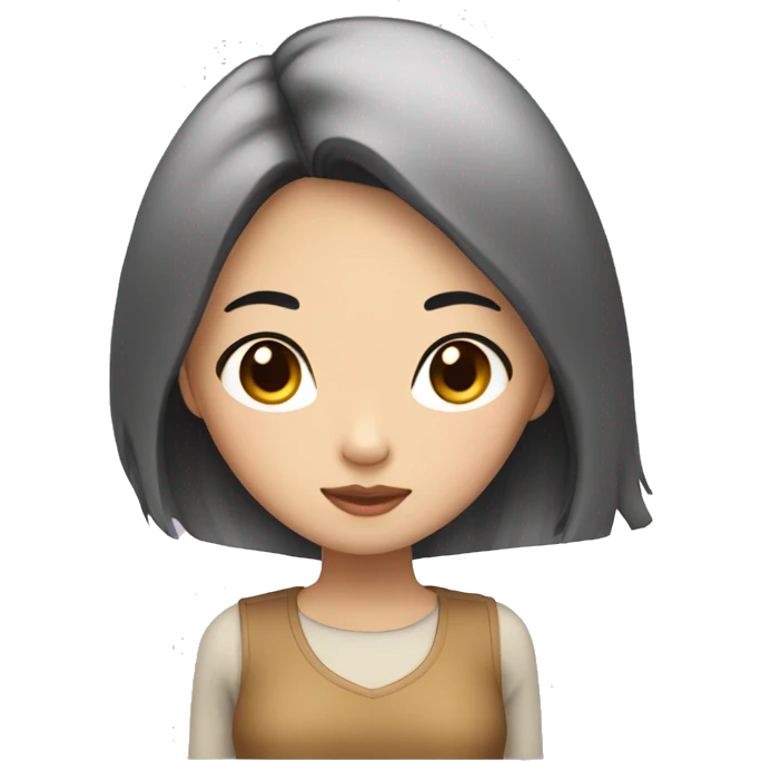 asian girl with black hair and blond highlights  emoji