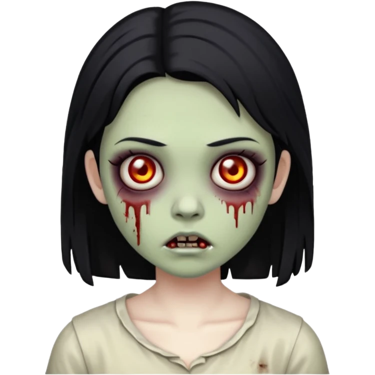 Black haired black eyed zombie girl  emoji
