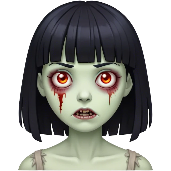 Zombie woman with black hair and bangs emoji