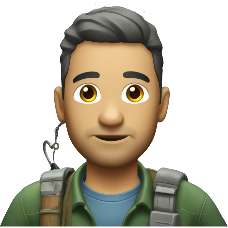 motero jugador de videojuegos y pescador de carpfishing emoji