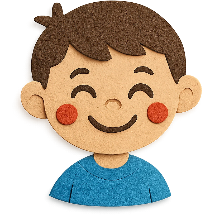 a happy kid, paper craft style emoji