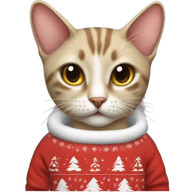 Siam cat wearing christmas Sweatshirt  emoji