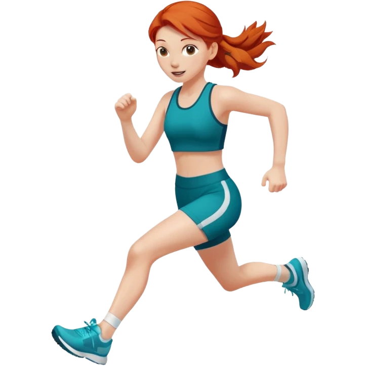 create a redhead girl dressed in a matching set running emoji
