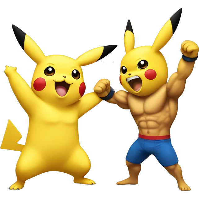 Pikachu cheering a bodybuilder in training  emoji
