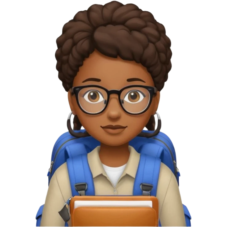 student black girl wearing glasses with backpack emoji