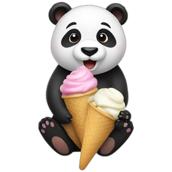 Panda eating ice cream emoji