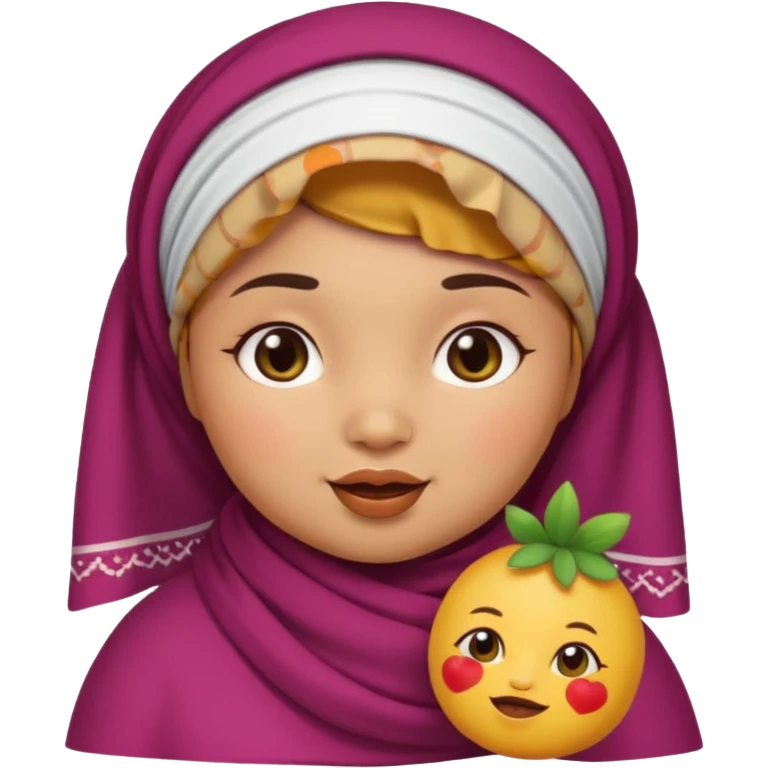 Cute emoji female chubby with a berry she is tan and moroccan  emoji