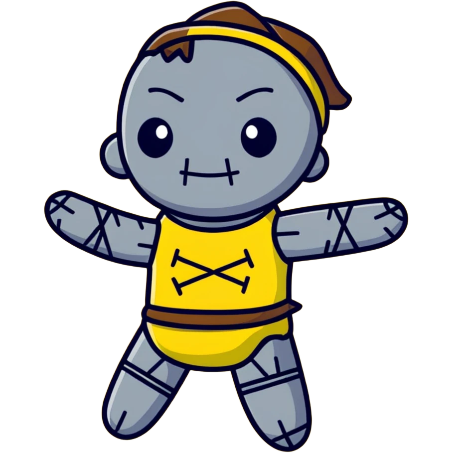 black and yellow voodoo doll emoji