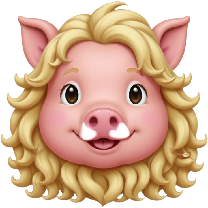 long blonde haired pig emoji