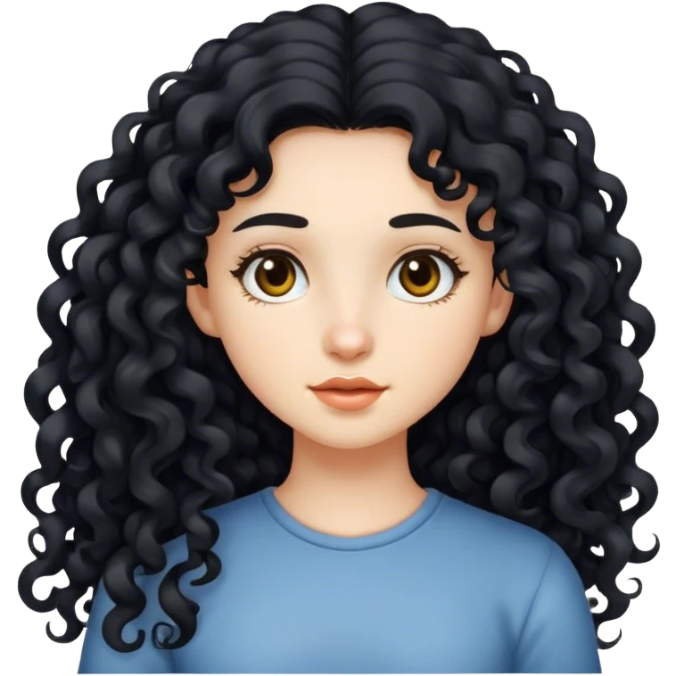 Girl with long black curly hair emoji
