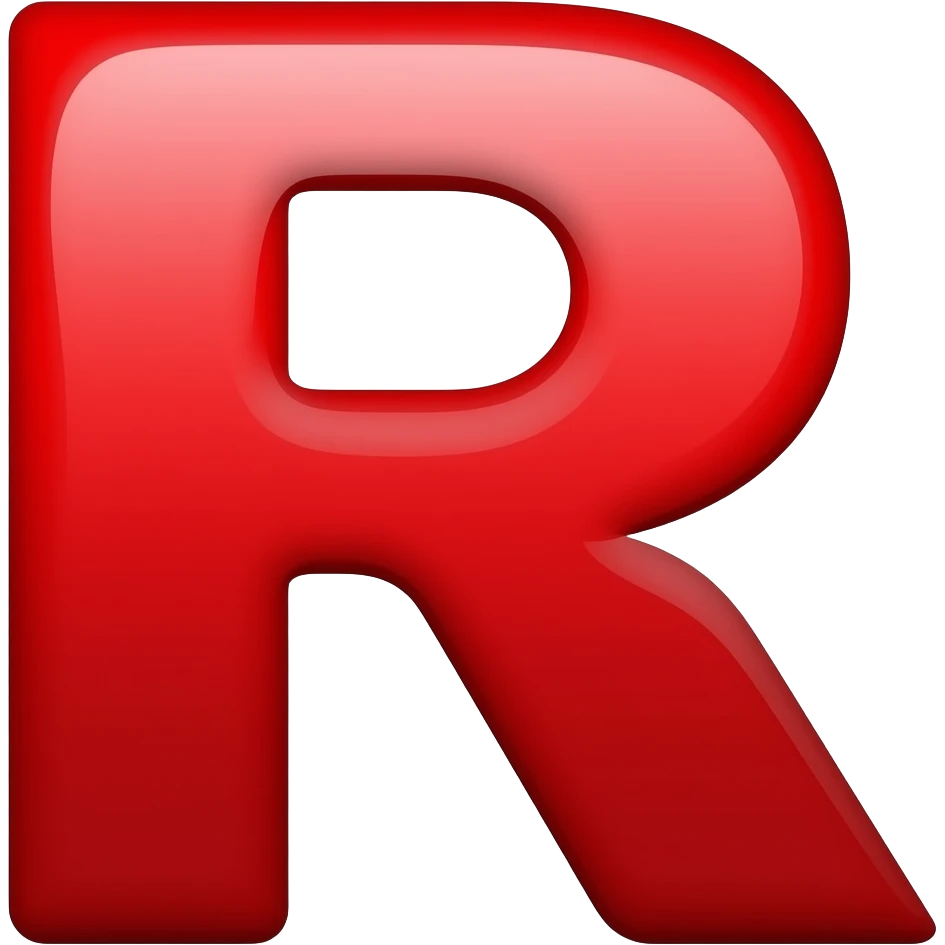 R with color red emoji