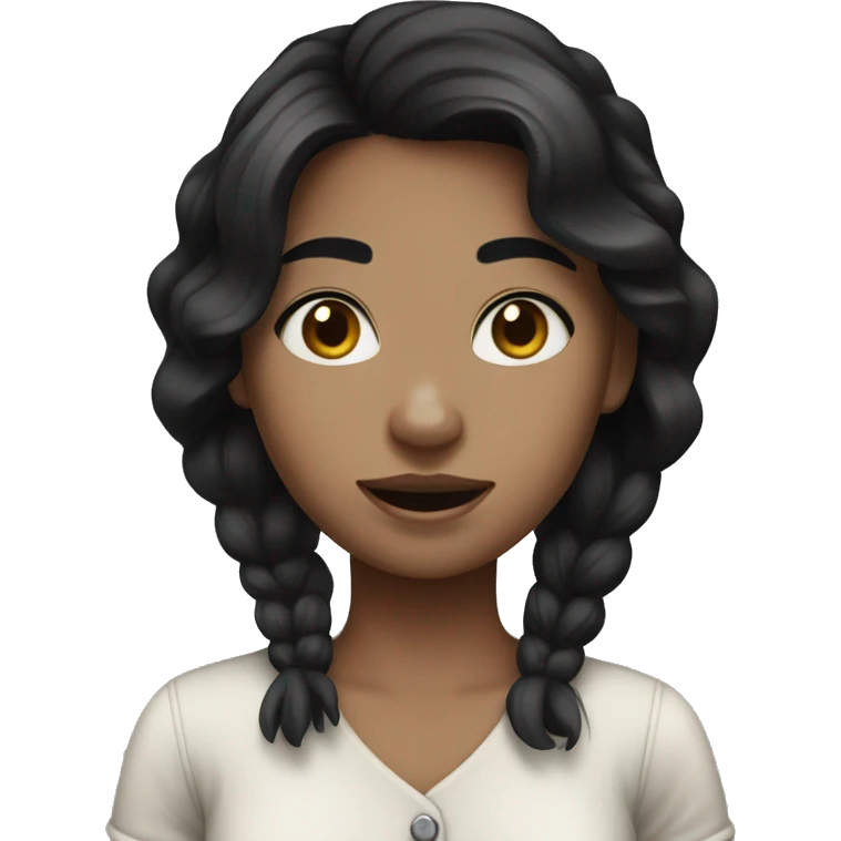 Farm girl with black hair and white skin emoji