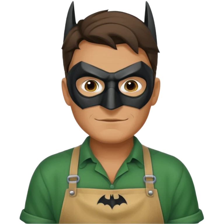 gardener with tanned skind and batman mask emoji