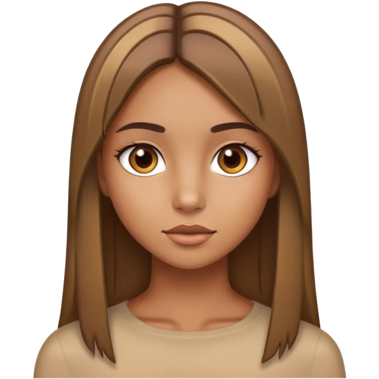 Tan girl with straight hair with highlights emoji