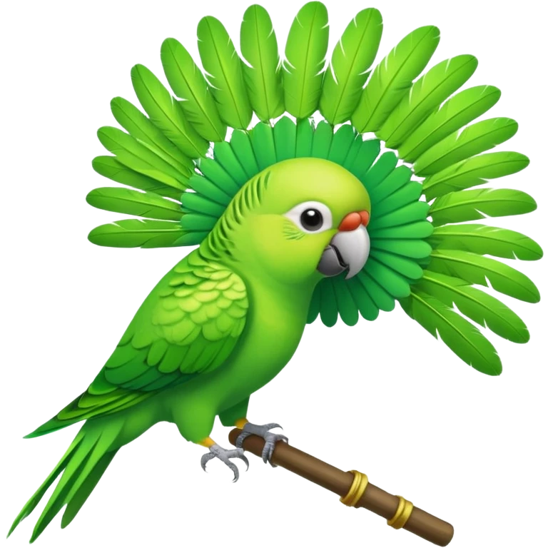 Green parakeet hitting a fan emoji