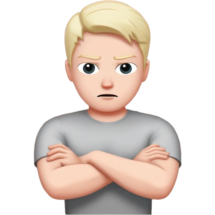 person building brick wall between themselves and others, emotionally distant expression, arms crossed defensively, turning body away from connection, cold eyes avoiding eye contact, visible barrier or shield symbol emoji