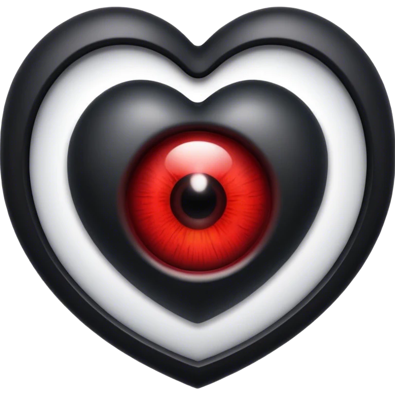 Red eye inside black heart emoji