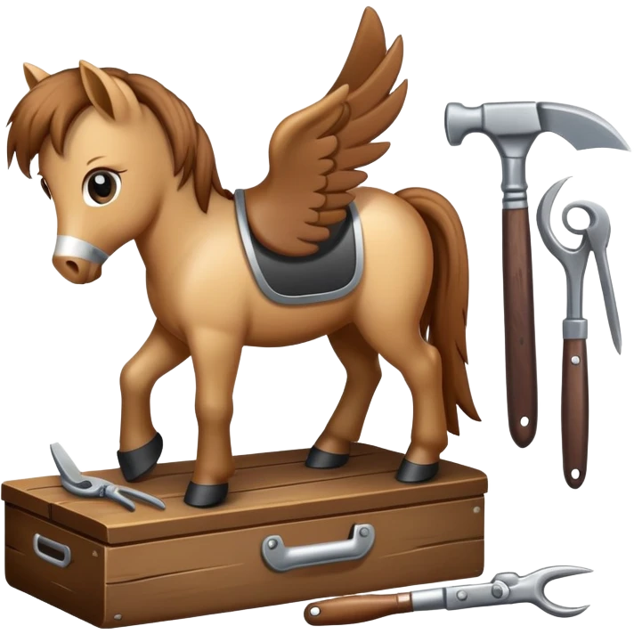 pony with grooming tools nearby emoji