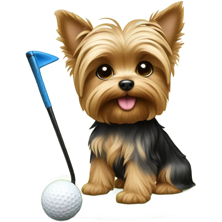 Yorkie puppie playing golf emoji