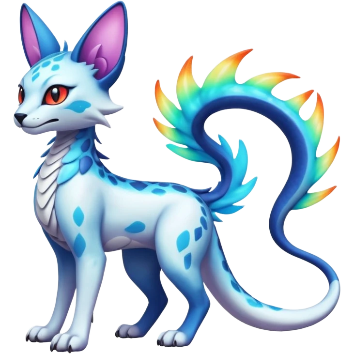 Neon Vibrant Pulsating Trail-glowing Chromatic Trico-Serval-Absol-Salamence-Silvally-Dragon-Snake-fusion-hybrid emoji