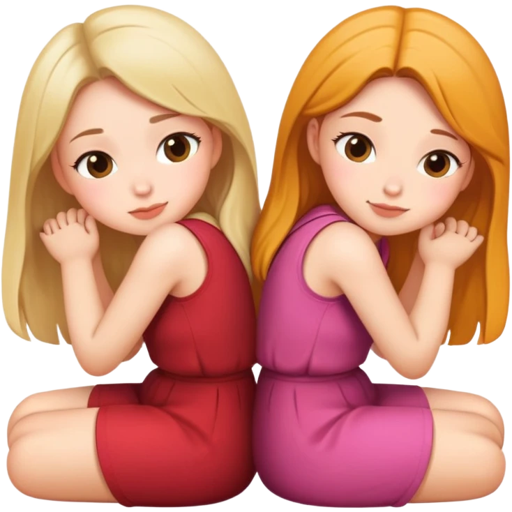 two girls sitting back to back with their cheeks touching emoji