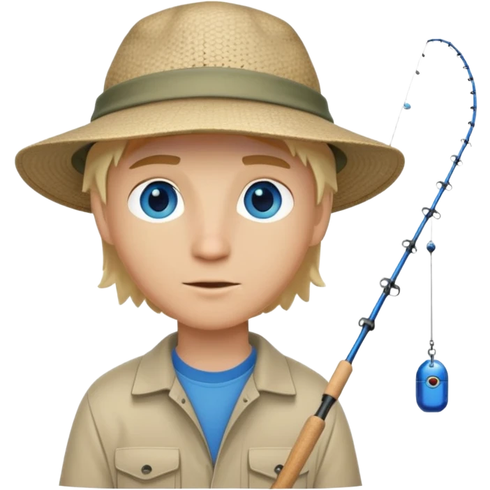 Short blonde hair and blue eyed white guy fishing emoji