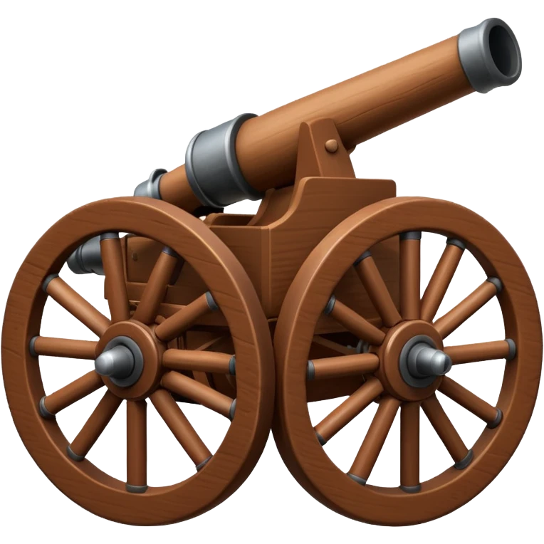 Create an emoji of a war cannon. The cannon should be brown. The cannon must have a single wheel on both sides. emoji