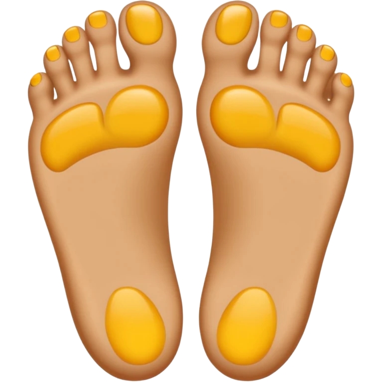 two clean feet soles, exact pose and look as reference image, emoji style, no toenails, no apple logos, smooth and rounded toes, anatomically correct, no nails or symbols anywhere emoji