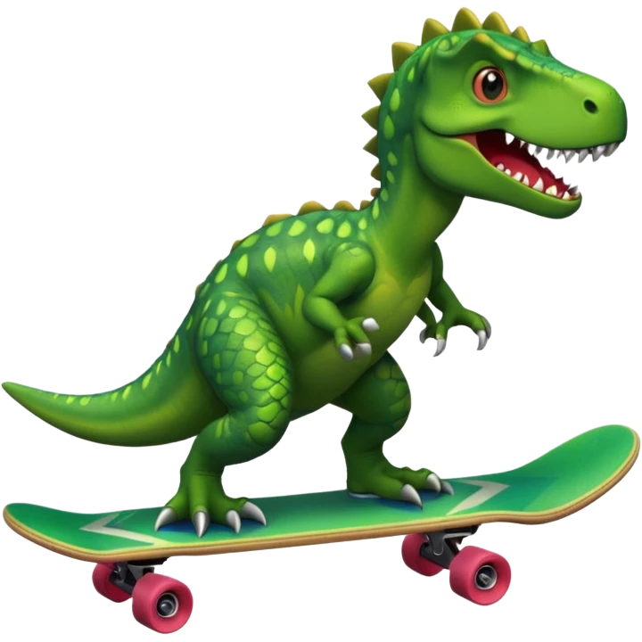 Dinosaur on a skateboard emoji