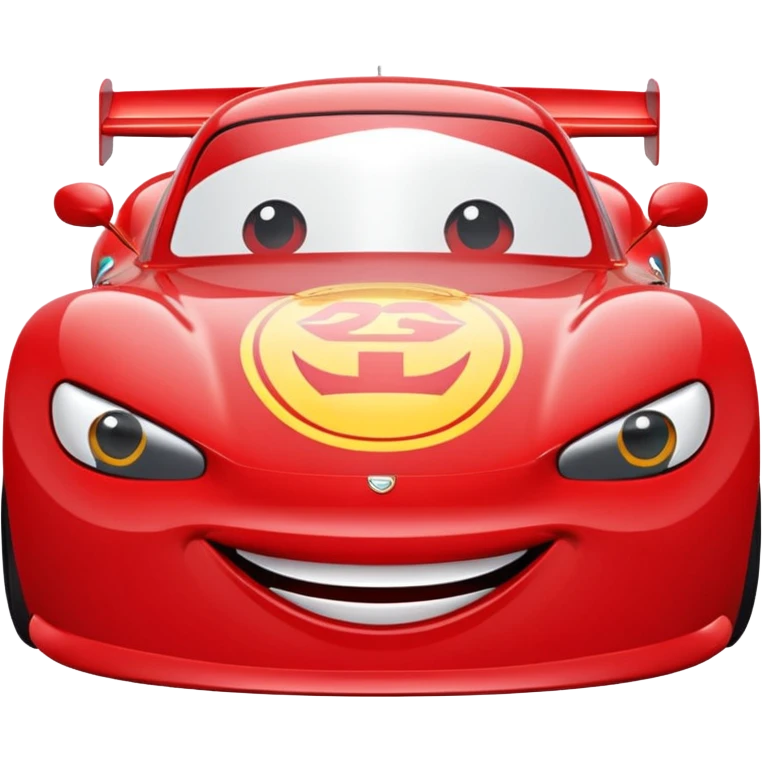 Rayo McQueen as an emoji, red race car with expressive eyes emoji